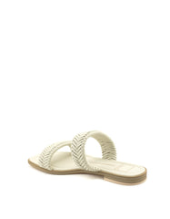 Dolce Vita Inya Ivory Stella Slip On Open Squared Toe Woven Straps Flats Sandals