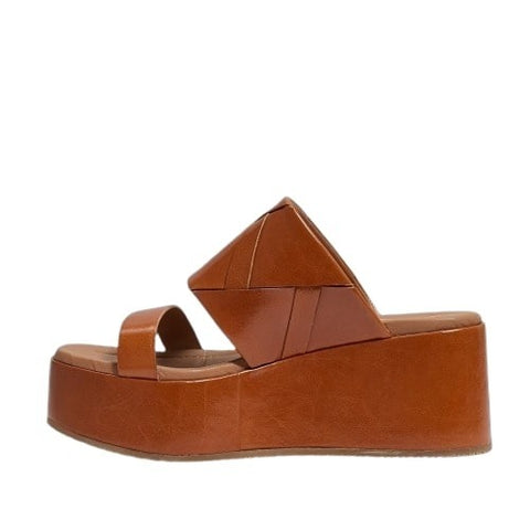 Sam Edelman Sasha Saddle Slip On Open Toe Strappy Wedge Heel Platforms Sandals