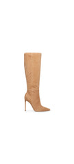 Steve Madden Izetta Taupe Suede Pull On Pointed Toe Knee High Dress Boot