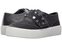 Shellys London Elsie Grey Velvet Shoe Embellished Slip-On White Platform Sneaker