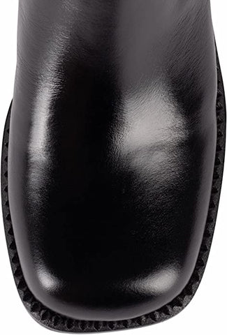 Jeffrey Campbell The-Band Black Squared Toe Block Heel Zipper Knee High Boots