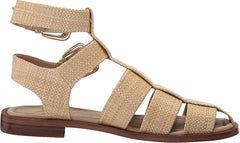 Sam Edelman Dawn Bleached Beechwood Ankle Strap Square Toe Buckle Flats Sandals