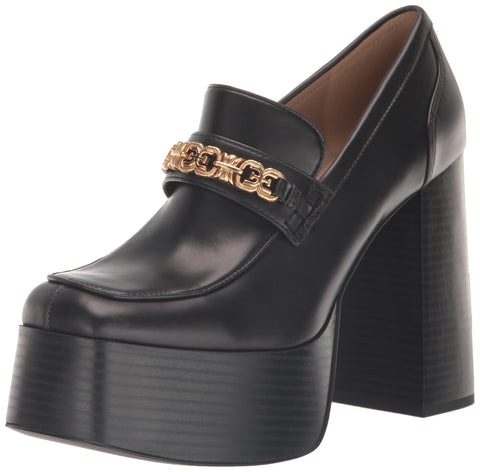Sam Edelman  Rowe Black Leather Fashion Slip On Platform Square Toe Pumps Shoes 7.5