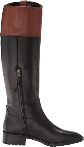 Sam Edelman Drina Black/Dark Bourbon Almond Toe Chunky Heel Knee High Boots