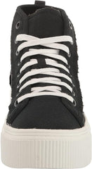 Dr. Scholl's For Now Hi Black Fabric Lace Up Chunky Platform Mid Top Sneakers