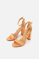 Sam Edelman Yaro Peach Open Toe Adjustable Ankle Strap Leather Heeled Sandal