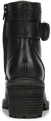 Zodiac Gemma Black Lace Up Block Heel Rounded Toe Buckle Combat Ankle Boots