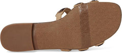 Sam Edelman Bay Molten Gold Sequin Round Open Toe Slip On Leather Strap Sandals