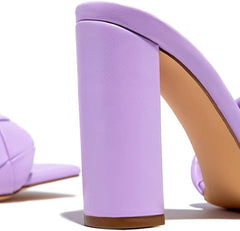 Luxemoda Worth The Wait Open Square Toe Slip-ON Chunky Heeled Mule Pump Sandals