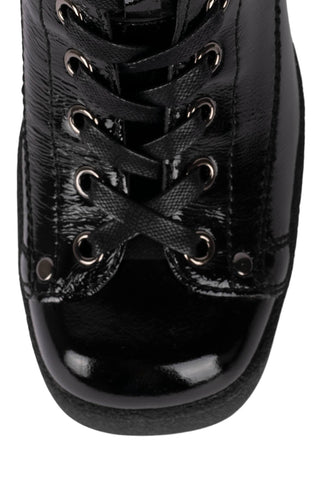 Jeffrey Campbell Refresh Black Box Leather Platform Chunky Lace-Up Ankle Booties