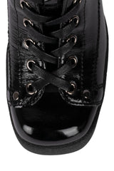 Jeffrey Campbell Refresh Black Box Leather Platform Chunky Lace-Up Ankle Booties