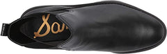 Sam Edelman Justina Black Leather Pull On Block Heel Almond Toe Ankle Boots