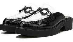 Circus by Sam Edelman Nancy Black White Rounded Toe Patent Slip On Dress Mules