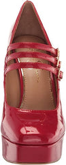 Jessica Simpson Darena Richest Red Buckle Straps Block High Heel Platform Sandal