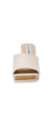 Steve Madden Josette Bone Leather Block Heel Slip On Pointed Open Toe Mules