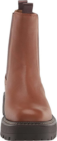 Sam Edelman Laguna Tawny Brown Rounded Toe Pull On Chelsea Ankle Combat Boots