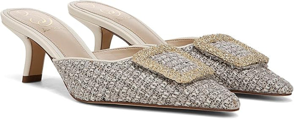 Sam Edelman Brit Ivory Multi Boucle Kitten Heel Slip On Pointed Toe Fashion Pump