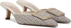 Sam Edelman Brit Ivory Multi Boucle Kitten Heel Slip On Pointed Toe Fashion Pump