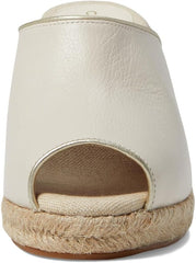 Cole Haan Cloudfeel Southcrest Ivory Leather Peep Toe Slip On Wedge Heel Sandals