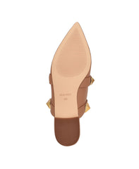 Nine West Dua Tan Slip On Pointed Closed Toe Pyramid Embellished Detailed Mule