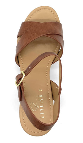 STYLISH S SHIFT Open Toe Double Cross Band Ankle Strap Platform Heel Sandals 11