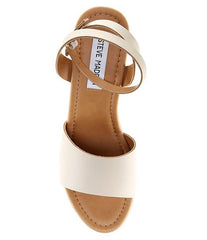 Steve Madden Welsh Bone Leather Ankle Strap Open Toe Platform Wedge Sandal