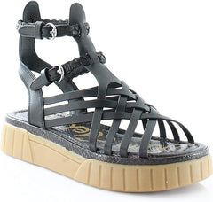 Sam Edelman Geana Black Braided Ankle Strap Platform Wedge Gladiator Sandal