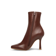 Steve Madden Katerina Brown Leather Bootie Squared Toe Stiletto Heeled Boots