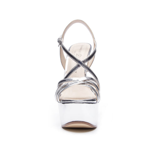 Chinese Laundry Women's Teaser Platform Dress Sandal, Silver Mirror