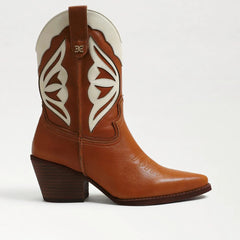 Sam Edelman Wynne Deep Saddle Leather Pull On Pointed Toe Western Ankle Boots