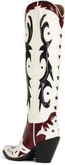 Jeffrey Campbell Starwood-2 Red White Blue Pointed Toe Pull On Knee High Boots