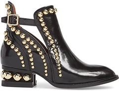 Jeffrey Campbell Rylance Black Box Gold Embellished Cut Out Buckle Ankle Booties