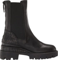 Sam Edelman Genia Black Chunky Heel Rounded Toe Pull On Zip Ankle Chelsea Boots
