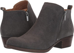 Lucky Brand Basel Storm Grey Block Low Heel Cut Zipper Rounded Toe Ankle Booties