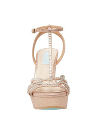 Betsey Johnson SB-Ember Wedge Sandal Champagne Gold Platform Formal Shoe