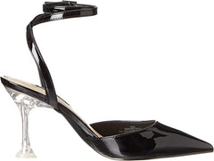 Nine West Harlowe Black Patent Leather Spool Heel Pointed Toe Ankle Strap Pumps