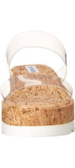 Steve Madden Defuse Clear Cork Open Toe Slip On Wedge Platform Wedge Sandals