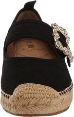 Sam Edelman Maddy Black Linen Cap Toe Mary Jane Espadrille Ballet Flats
