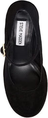 Steve Madden Elyssa Black Block Heel Retro Mary Jane Velvet Platform Pumps