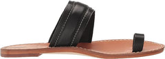 Sam Edelman Margit Black Leather Toe Ring Slip On Flat Strappy Slides Sandals