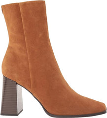 Sam Edelman Ivette Toasted Chestnut Side Zipper Square Toe Block Heel Ankle Boot