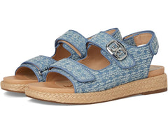 Sam Edelman Arlo Montrose Blue Open Toe Velcro Straps Raffia Sport Sandals