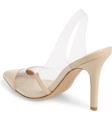 Charles David Madalyn Clear Transparent Cushioned Footbed Slingback Heel Pumps