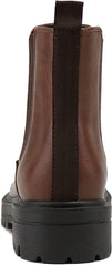 Soda Pilot Dark Tan/Brown  Pull On Round Toe Chunky Platform Block Heel Wide Boots
