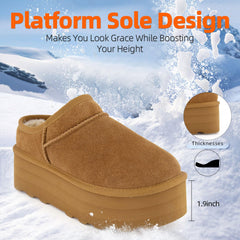 6109 Ultra Mini Brown Platform Ankle Boots Slippers Fur Interior Winter Boots 8