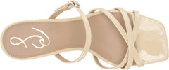 Sam Edelman Rachelle Ivory Patent Multi Cross Over Buckle Strap Heeled Sandals