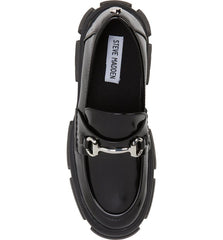 Steve Madden Trifecta Black Retro 90's Leather Platform Low Chunky Heeled Loafer