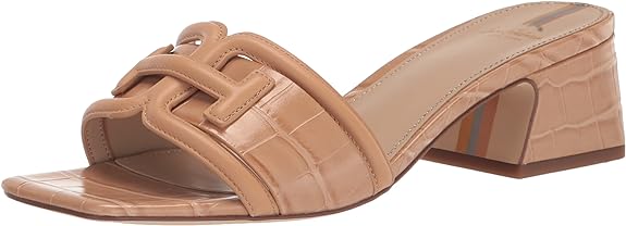 Sam Edelman Waylon Beechwood Slip On Squared Open Toe Mule Block Heel Sandals
