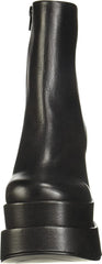 Steve Madden Cobra Black Leather Block Heel High Platform Fashion Ankle Boots