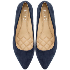 ILLUDE Cherry Navy Suede Classic Pointed Toe Comfortable Stiletto Heel Pumps Shoes